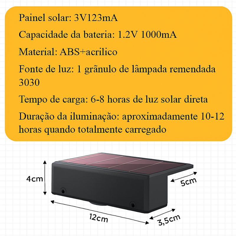Kit 06 Luz Solar de Jardim Branco Céu - Multiuso (Carrega com a Luz Solar)