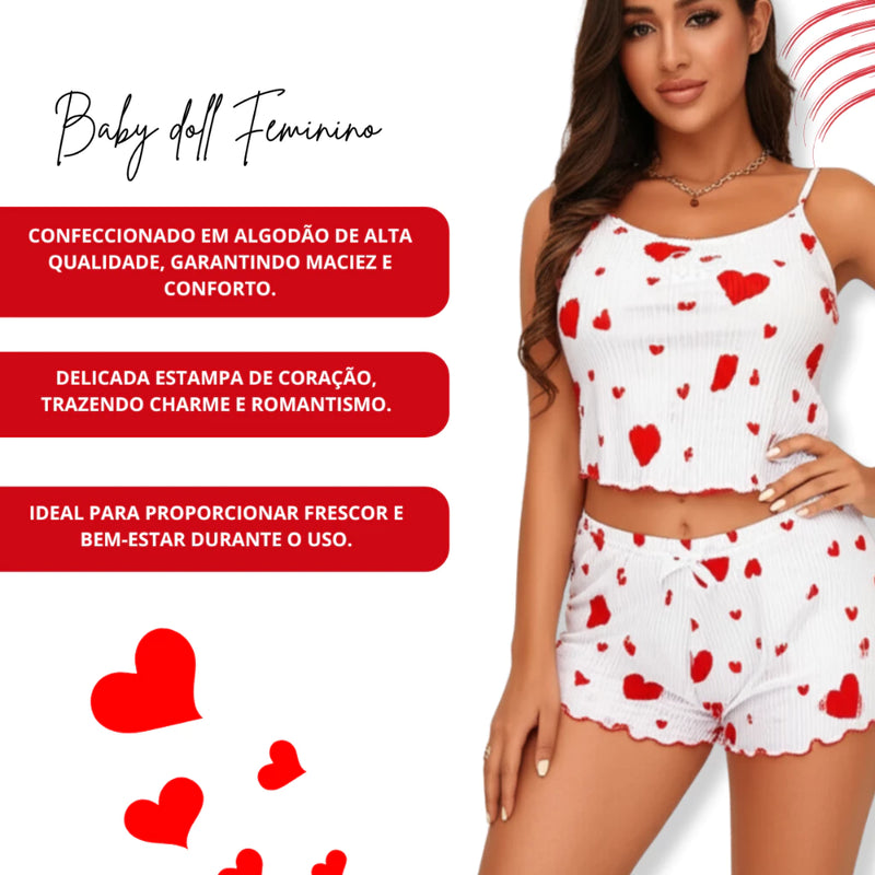 Conjunto Pijama Love – Regata Leve e Shorts Confortável