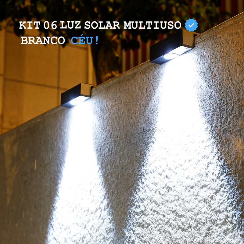 Kit 06 Luz Solar de Jardim Branco Céu - Multiuso (Carrega com a Luz Solar)